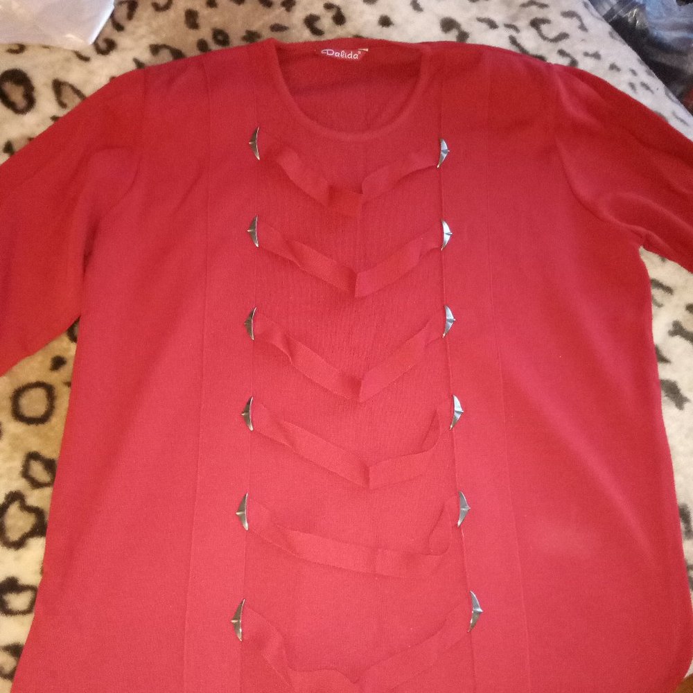 GUESS Dalida Red Sweater- Statement Piece size XL